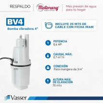 BOMBA SUMERGIBLE VIBRADORA  25MT CABLE+ ALTURA APROX 70 MT VASSER PARA RIO   HVA1V001M30