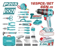 KIT TALADRO 20V+165 ACCESORIOS  TOTAL (INCLUYE BATERIA Y CARGADOR )
