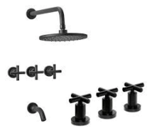 COMBO GRIFERIA BAÑO PEIRANO NEGRA BLACK VELVET (ducha emb+lav mesa+bid)