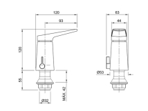 MONOCOMANDO BIDE PEIRANO WAVE CROMO 70-168 TIPO L