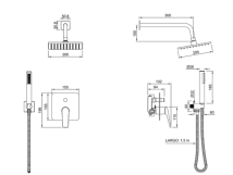 MONOComando  BAÑO COMPLETO PEIRANO  WAVE CR  Ducha EMB c/duchad+lavat bajo+bide ((85168+60168+70168)
