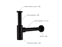 SIFON LAVAT IDEAL MINIMAL NEGRO METALICO COD:1618