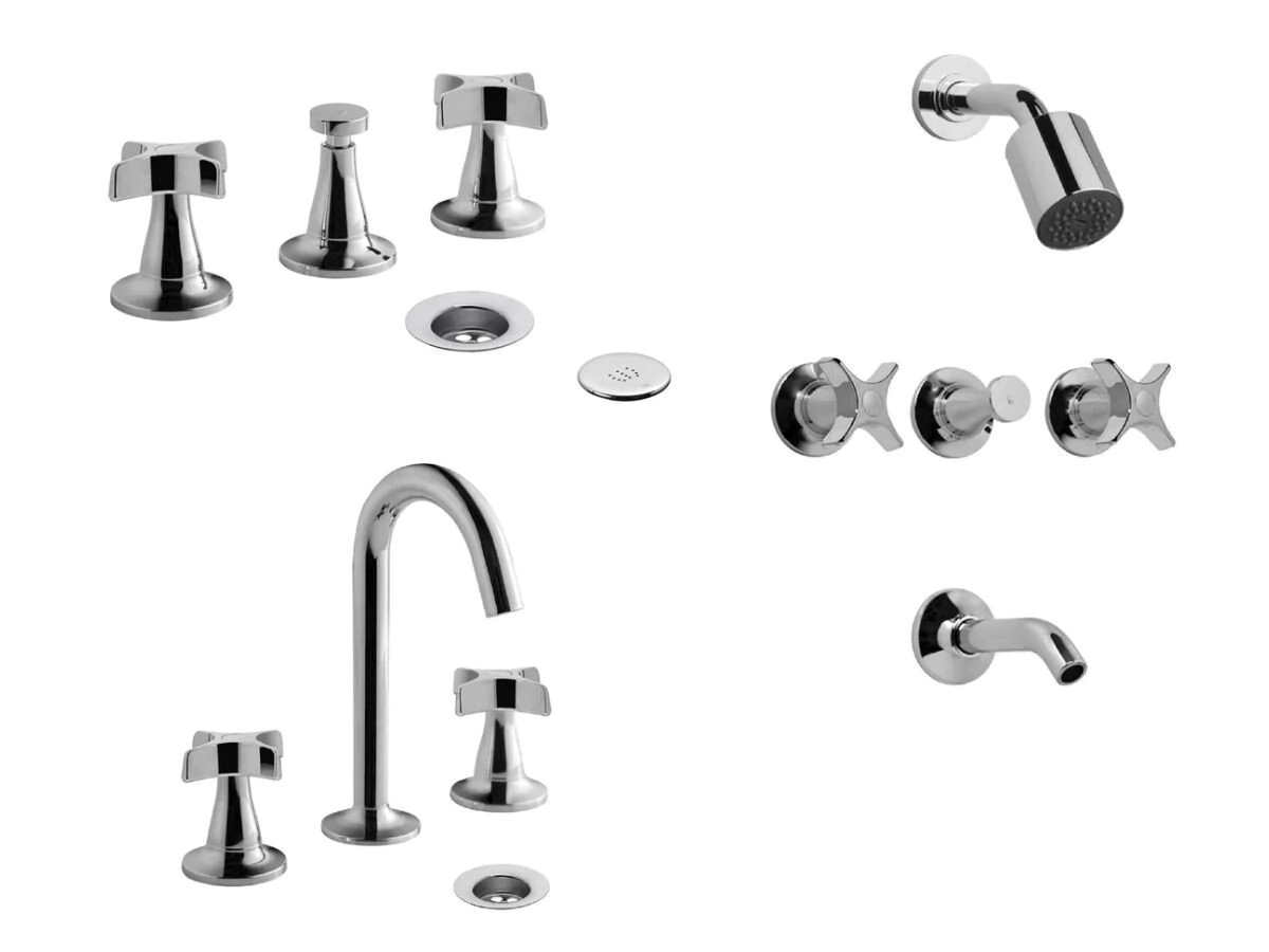 COMBO GRIFERIA  FV PETALO CROMO BAO COMPLETO (Ducha+Lavatorio+Bidet)