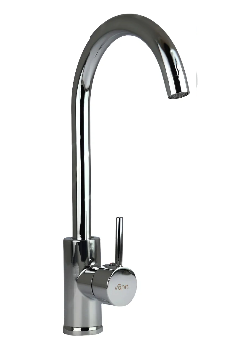 MONOCOMANDO MESADA COCINA VANN BATSI CROMADO ALTO PICO CURVO MOTOR ARG