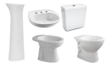 COMBO LOZA 5 PIEZAS OFERTA (INODORO CORTO + BIDET 3 AGUJEROS + COLUMNA + LAVATORIO 3 A + MOCHILA  PR