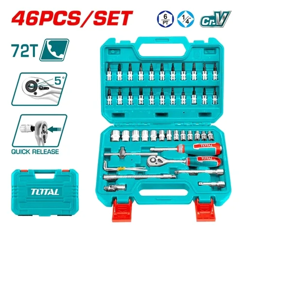 CAJA DE HERRAMIENTAS DE 46 Pcs TUBOS 1/4