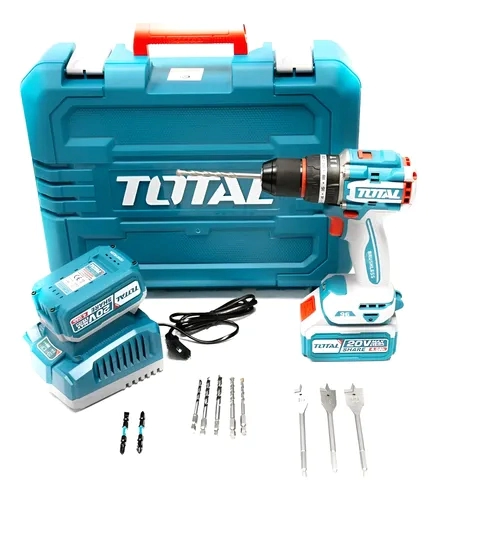 TALADRO INALAMBRICO PERCUTOR 20 V TOTAL INDUSTRIAL TIDLI20968-4  (MALETIN C/2BATERIA)