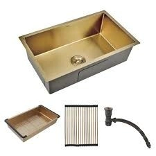 BACHA COCINA embutida,  dorado, PEIRANO GOLD BRUSHED 75X45X22