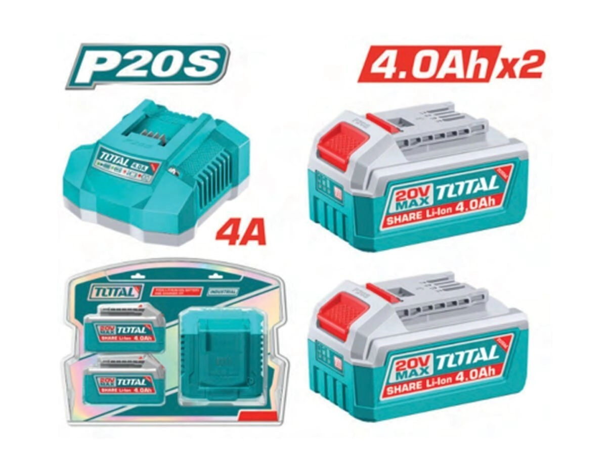 CARGADOR 4.0 AH C/2 BATERIAS  TOTAL INDUSTRIAL TFBCPK2013-4