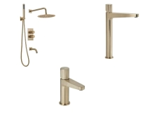 COMBO MONOC BAÑO COMPLETO PEI FABRIC GOLD ORO LAV BAJO+BID+DUCH EMB