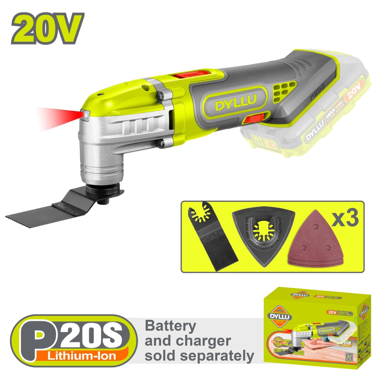 MULTIHERRAMIENTAS OSCILANTE 20 V  DYLLU   ( SIN   CARGADOR YSIN  BATERIA)