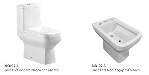COMBO LOZA 3P PEIRANO LOFT INOD LARGO+BIDET 3A+MOCH APOYO DUAL C/TABLA PP