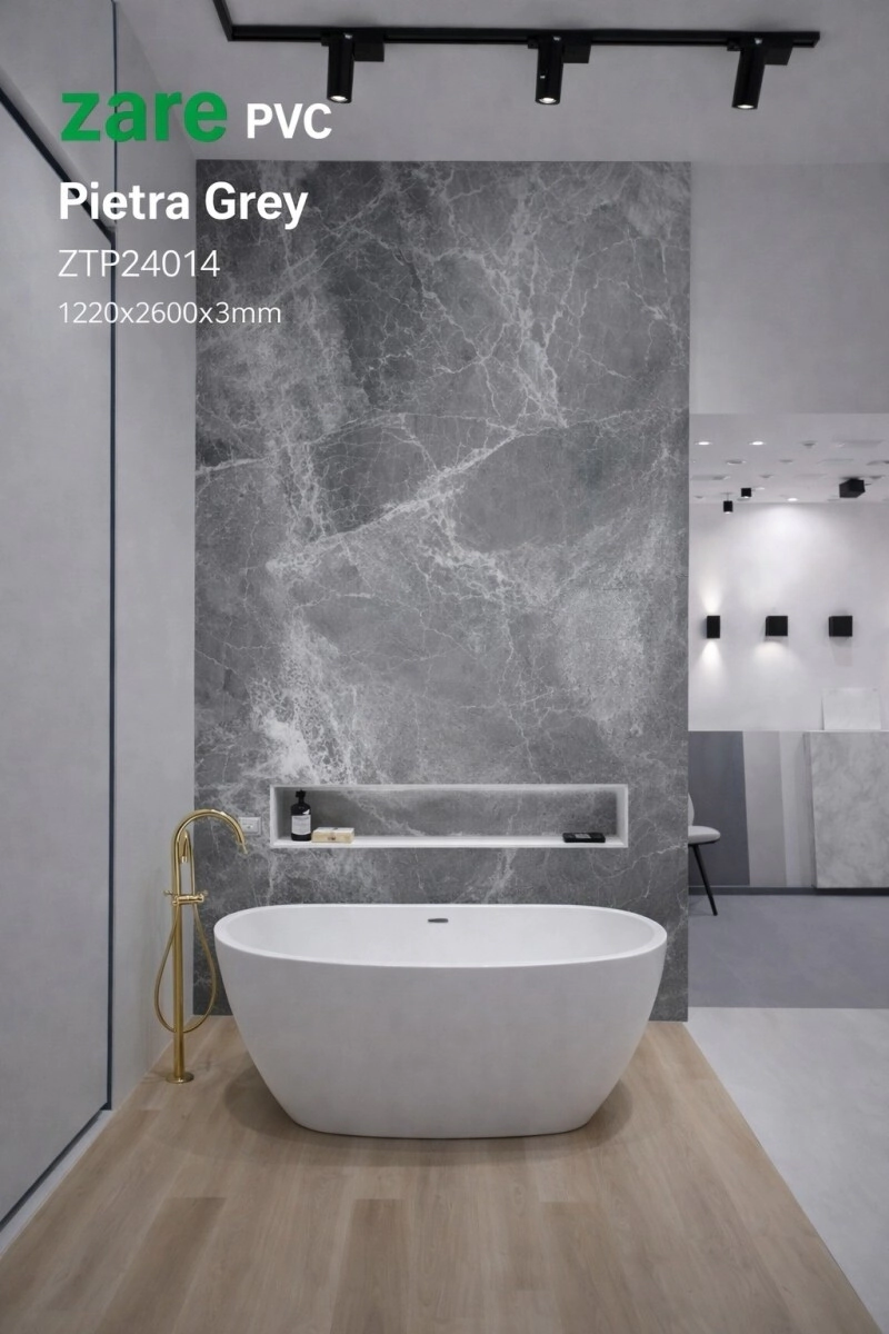 PLACA SIMIL MARMOL ZARE 1,20X2,60m;  pvc;  3mm PIETRA GREY  * ZTP24014*  *STOCK* MODELO 2027
