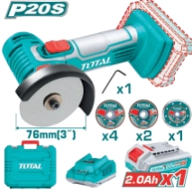 AMOLADORA  INALAMBRICA  MINI 76MM  20V  (CON BATERIA Y  CARGADOR ) TOTAL TAGLI76012-4