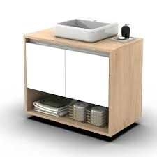 VANITORY DIELFE,  80CM,  COLGAR,  ROBLE/BLANCO MELA 2 PUERTAS *SIN BACHA*