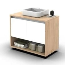 VANITORY DIELFE,  80CM,  COLGAR,  ROBLE/BLANCO MELA 2 PUERTAS *SIN BACHA*