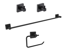 KIT ACCESORIOS PARA BA&Ntilde;O 4PZAS PEIRANO BLACK LINEA 22000 NEGRO 22004N