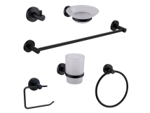 KIT ACCESORIOS PARA BA&Ntilde;O PEIRANO BLACK LINEA 12000 6PZAS NEGRO 12006N