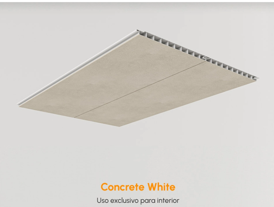 CIELORASO PVC KIT COLOR: WHITE CONCRETE +PERIMETRAL  13MMx 3 M x 20 CM x 10 TABLAS  ( RINDE 6 M2 CAD
