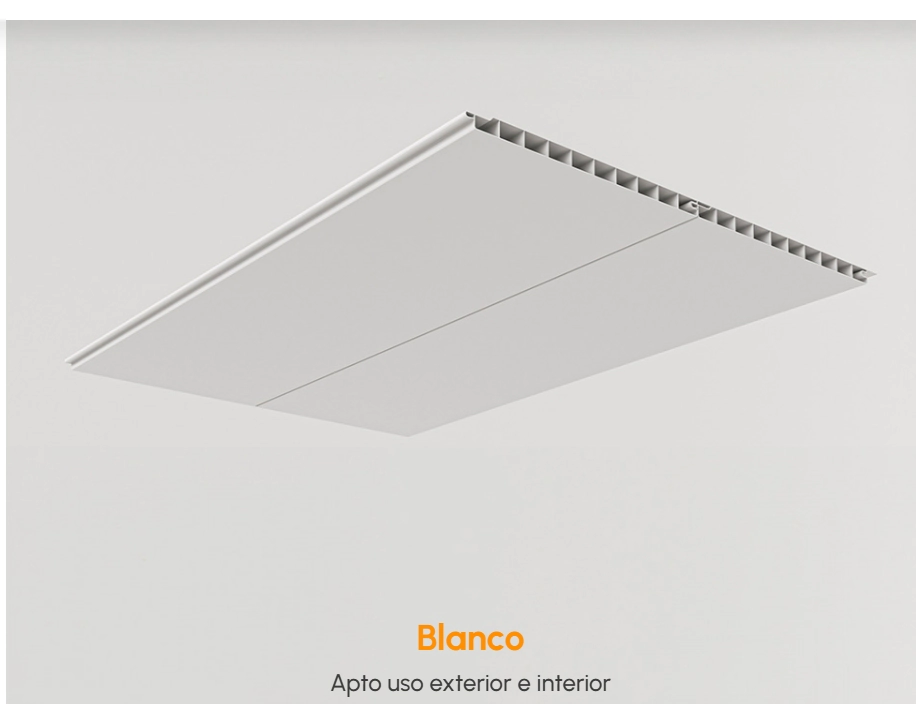 CIELORASO PVC BLANCO 8 mm x 4mt x 25cm CAJA CERRADA (TRAE 10 TABLA CUBRE 105 M2 )