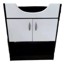 VANITORY AMUBE (VENECIA) 60 CM, BLANCO Y WENGUE,  2 PUERTAS + ESTANTE, SIN BACHA