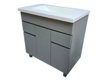 VANITORY LAQUEADO 80 NOVA PIE MARAL M802 3p,2caj  GRIS S/manija corte a 45°RECTO