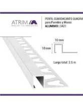 PERFIL ALUMINIO BRILLANTE CROMADO GUARDA QUADRA COD:3421 10 X 10 MM X 2,5MT
