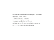 MONOCOMANO LAVATORIO GLOA  BAJO LUJO AMUR T/MORA GML0400001