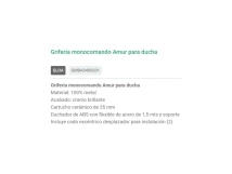 MONOCOMANDO  DUCHA  EXTERIOR  GLOA  LUJO AMUR T/MORA GMBA0400201