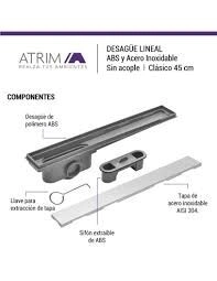 DESAGUE LINEAL ATRIM RIO ABS-ACERO INOX 45CM COD:DPP450T02