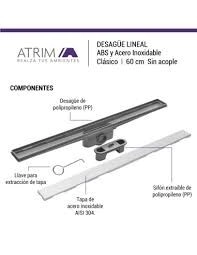 DESAGUE LINEAL ATRIM RIO ABS-ACERO INOX 60CM COD:DPP600T02