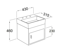 VANITORY GULLA COLG INTER MELA MARRON 1A  43X32 ABIERTO monocomando