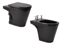COMBO 2 PIEZAS FERRUM,  MARINA NEGRO, ( INODORO CORTO+ BIDET 3A + TABLA MDF) *15%