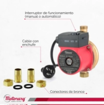 BOMBA PRESURIZADORA  MOTORARG  MINI 120W TIP-1BRONCE **HASTA 1 BAÑO**  Alt Max 9mt 1800L/H  Conexion