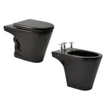 COMBO 3 PIEZAS,  FERRUM MARINA NEGRO, ( INODORO LARGO+ MOCHILA APOYO + BIDET 3A + TABLA MDF)