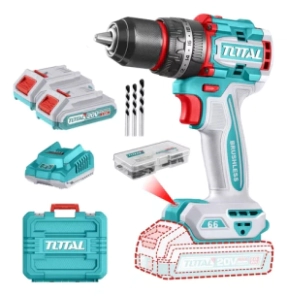 TALADRO INALAMBRICO PERCUTOR 20 V TOTAL INDUSTRIAL  TIDLI20668-4  (MALETIN C/2BATERIA)